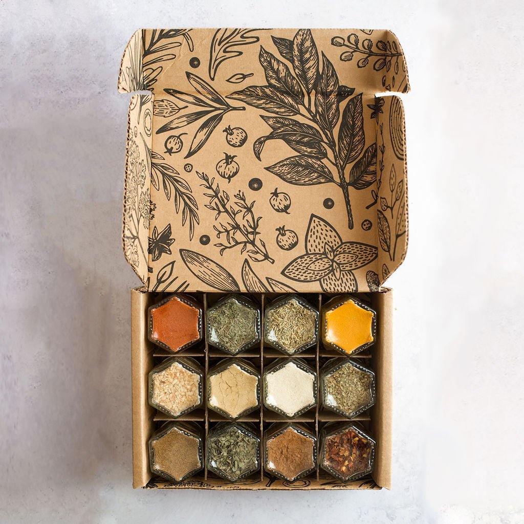 Farmhouse Kitchen Spice Rack – 12 Custom Organic Jars