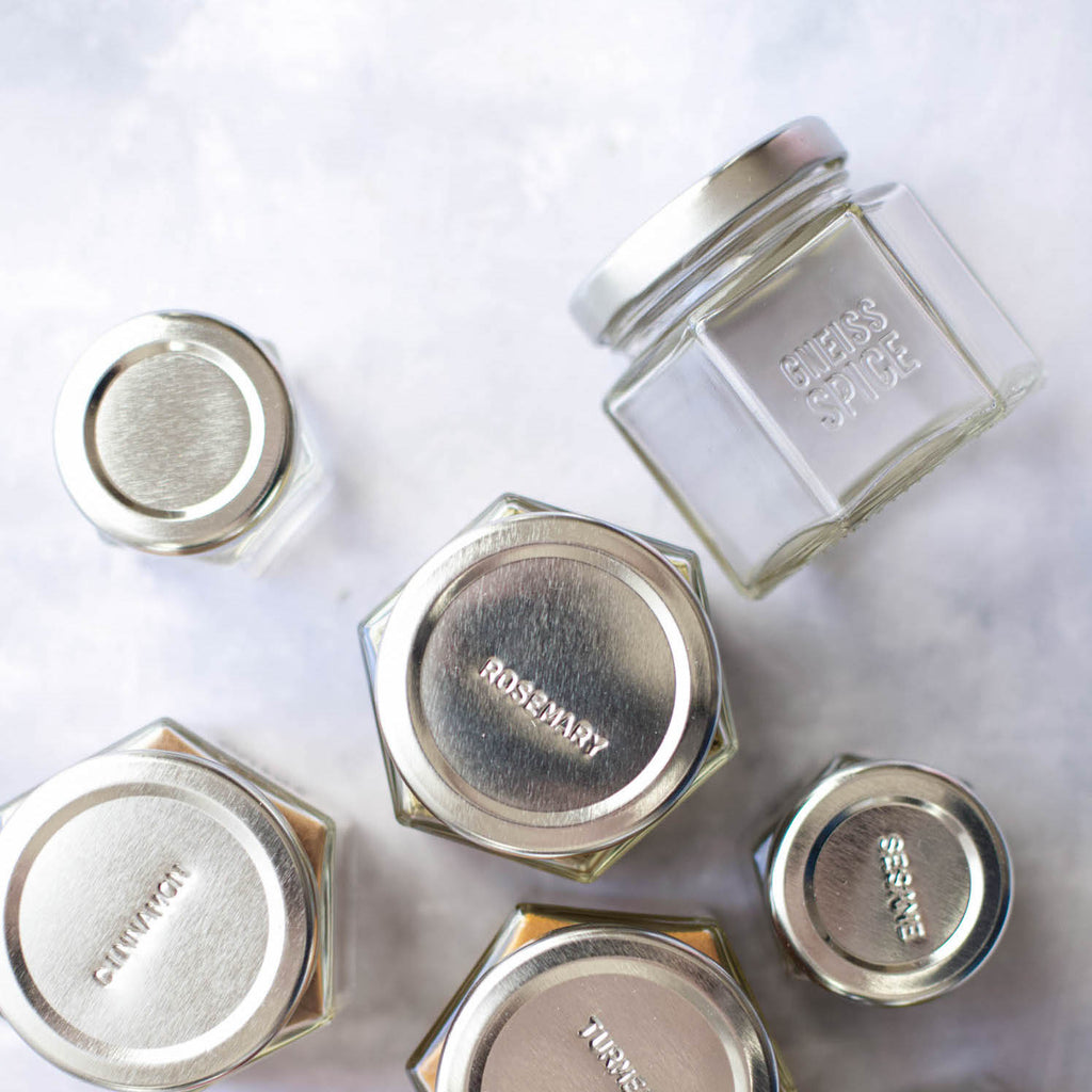 Personalized: Single Empty Magnetic Spice Jar with Hand-Stamped Lid