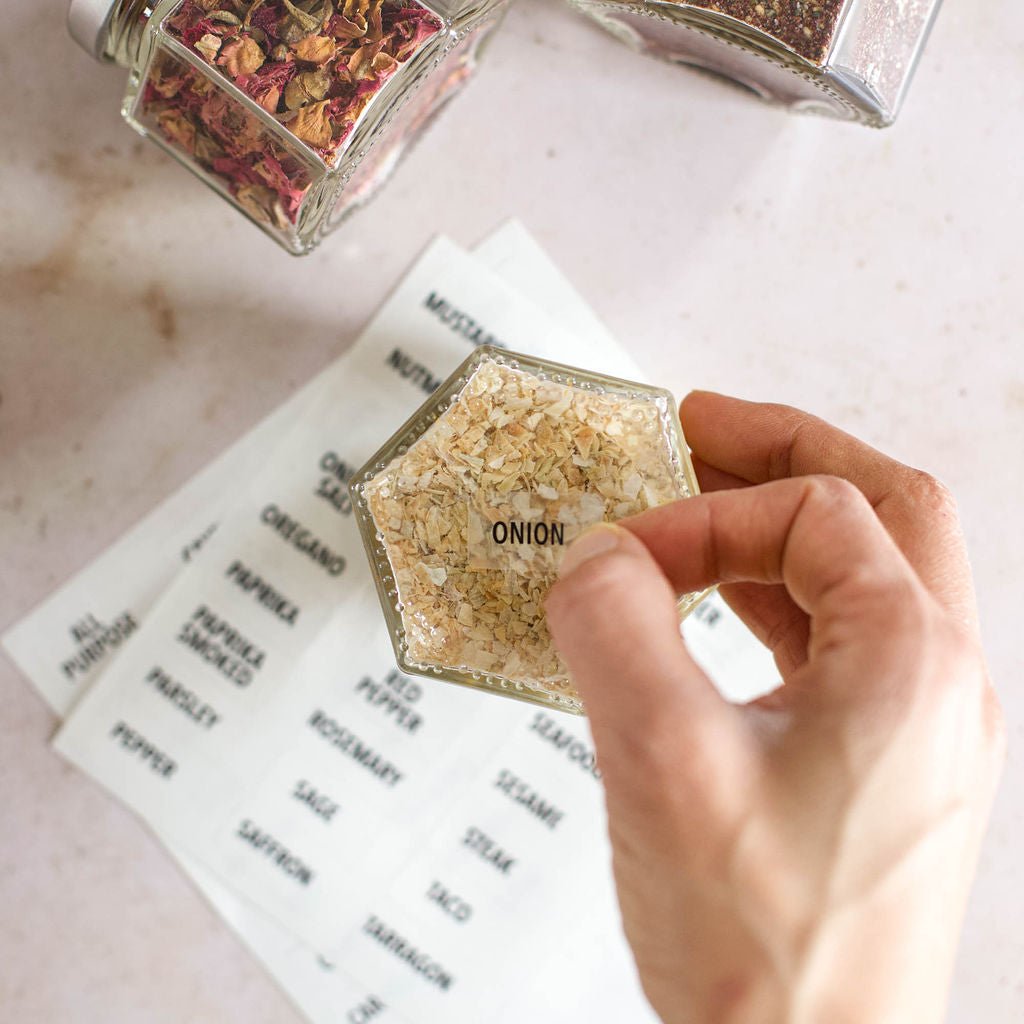 Clear Spice Jar Labels — Small 1" Wide Rectangle
