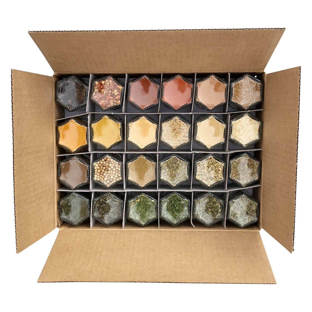 PANTRY SPICES | 24 Small Magnetic Jars Filled with Organic Seasonings - Gneiss Spice