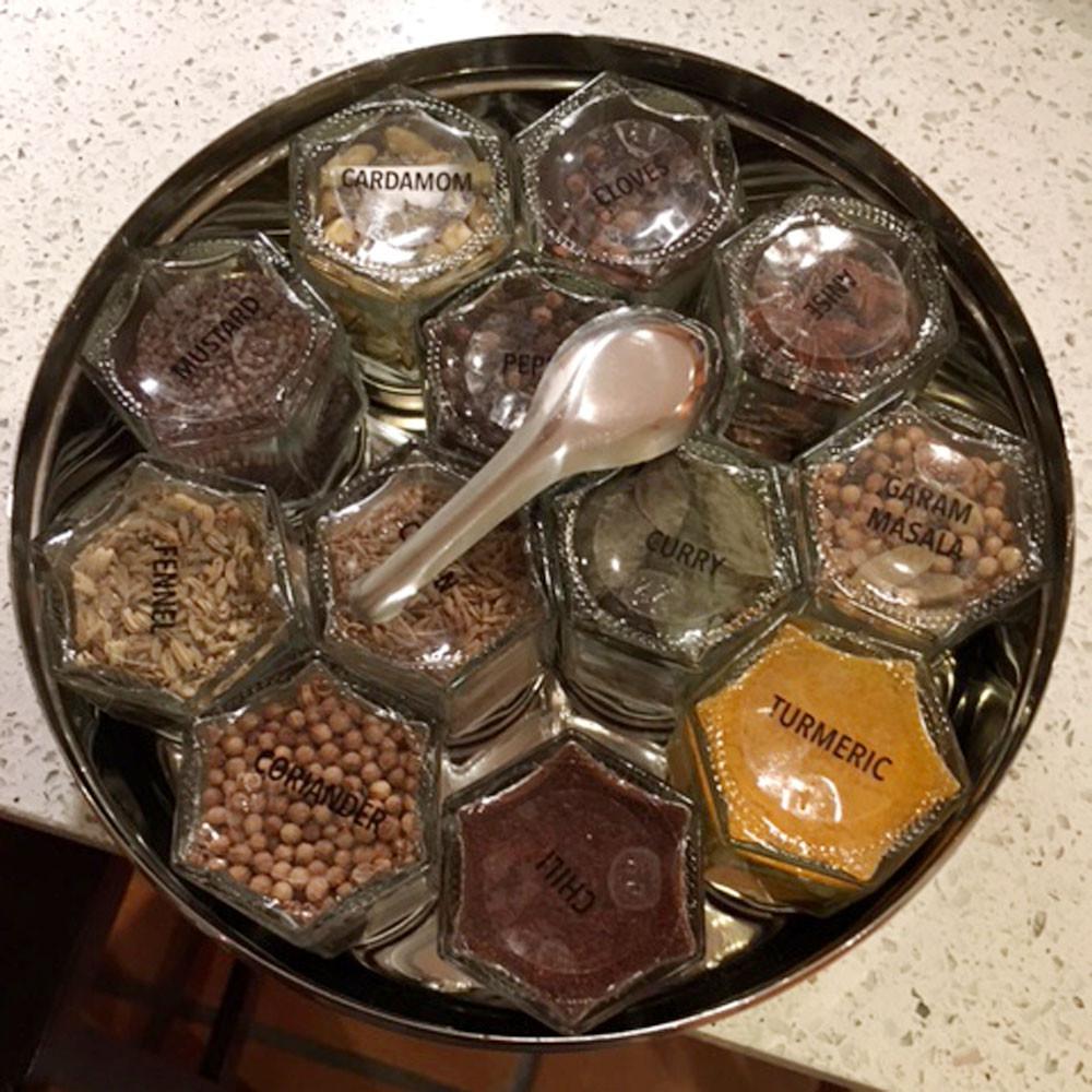 INDIAN SPICES | Masala Dabba with 24 Filled Small Magnetic Jars - Gneiss Spice