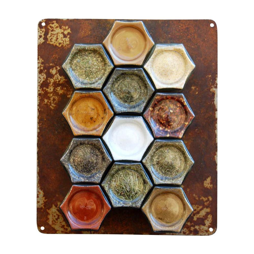 Your Choice of Organic Spices — 12 Large Magnetic Jars + Rustic Wall Plate - Gneiss Spice
