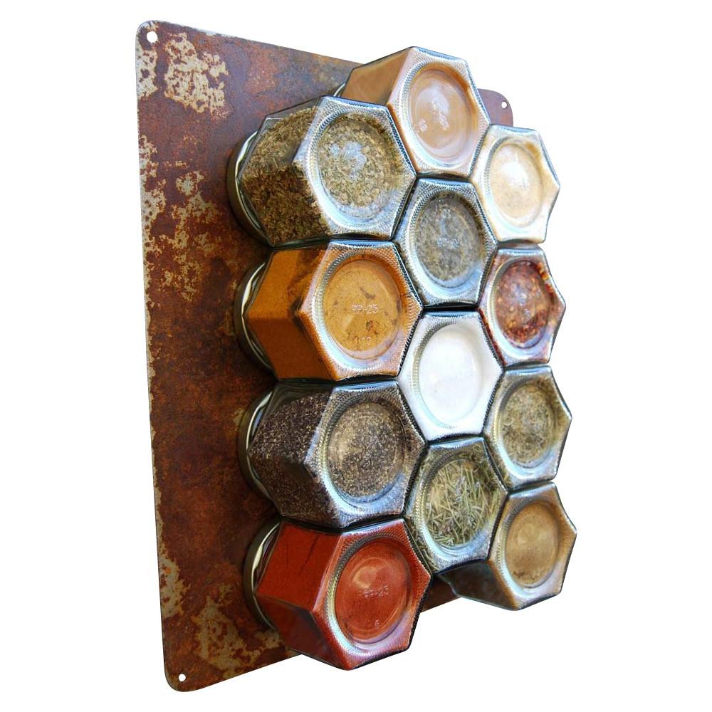 Your Choice of Organic Spices — 12 Large Magnetic Jars + Rustic Wall Plate - Gneiss Spice